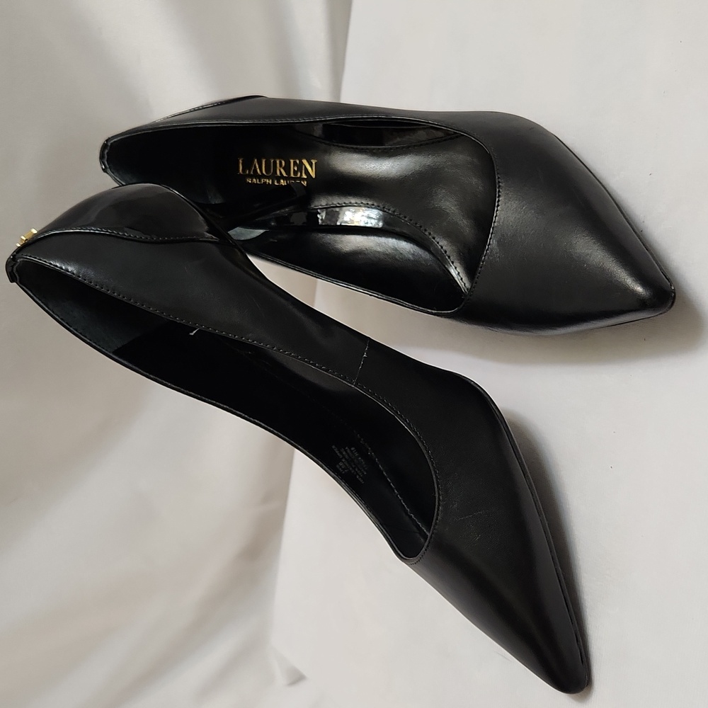 Ralph Lauren Livie Black Leather Pumps (W Size 7.5) - Picture 6 of 16